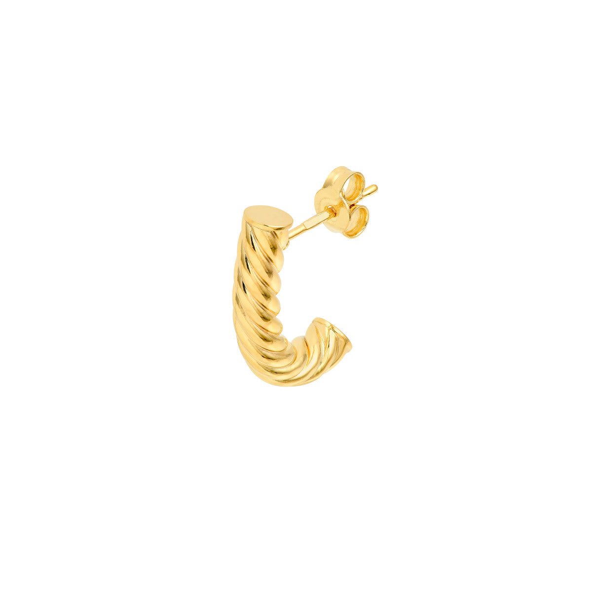 Birmingham Jewelry - 14K Yellow Gold 4.00mm Round Twisted J Hoop Earrings - Birmingham Jewelry