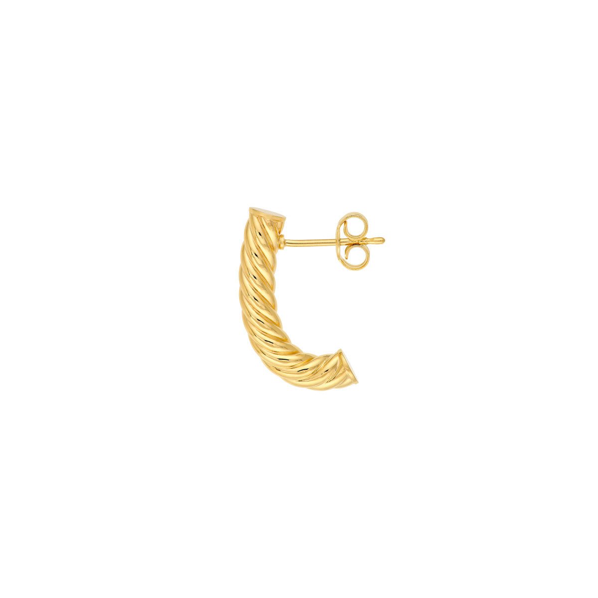 Birmingham Jewelry - 14K Yellow Gold 4.00mm Round Twisted J Hoop Earrings - Birmingham Jewelry