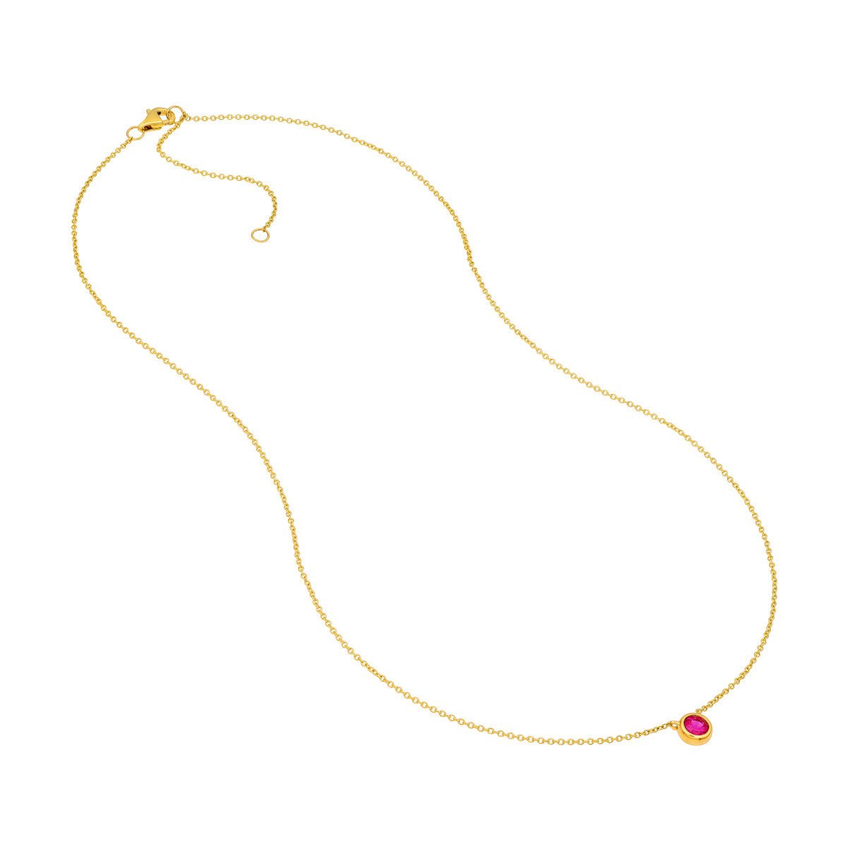 Birmingham Jewelry - 14K Yellow Gold 4.00mm Ruby Bezel Adj Necklace - Birmingham Jewelry