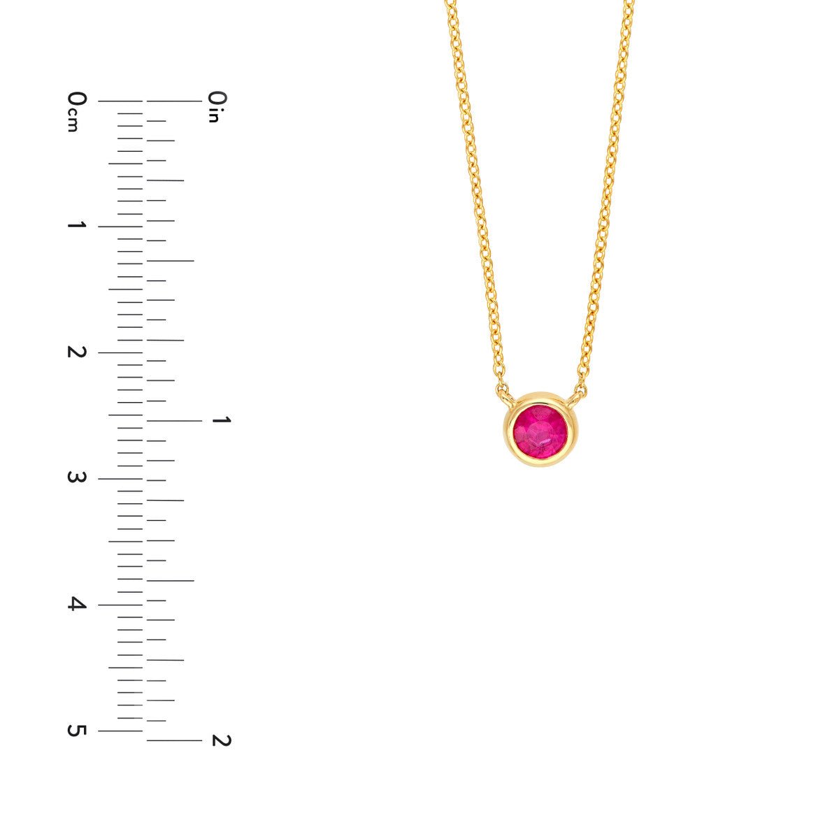 Birmingham Jewelry - 14K Yellow Gold 4.00mm Ruby Bezel Adj Necklace - Birmingham Jewelry