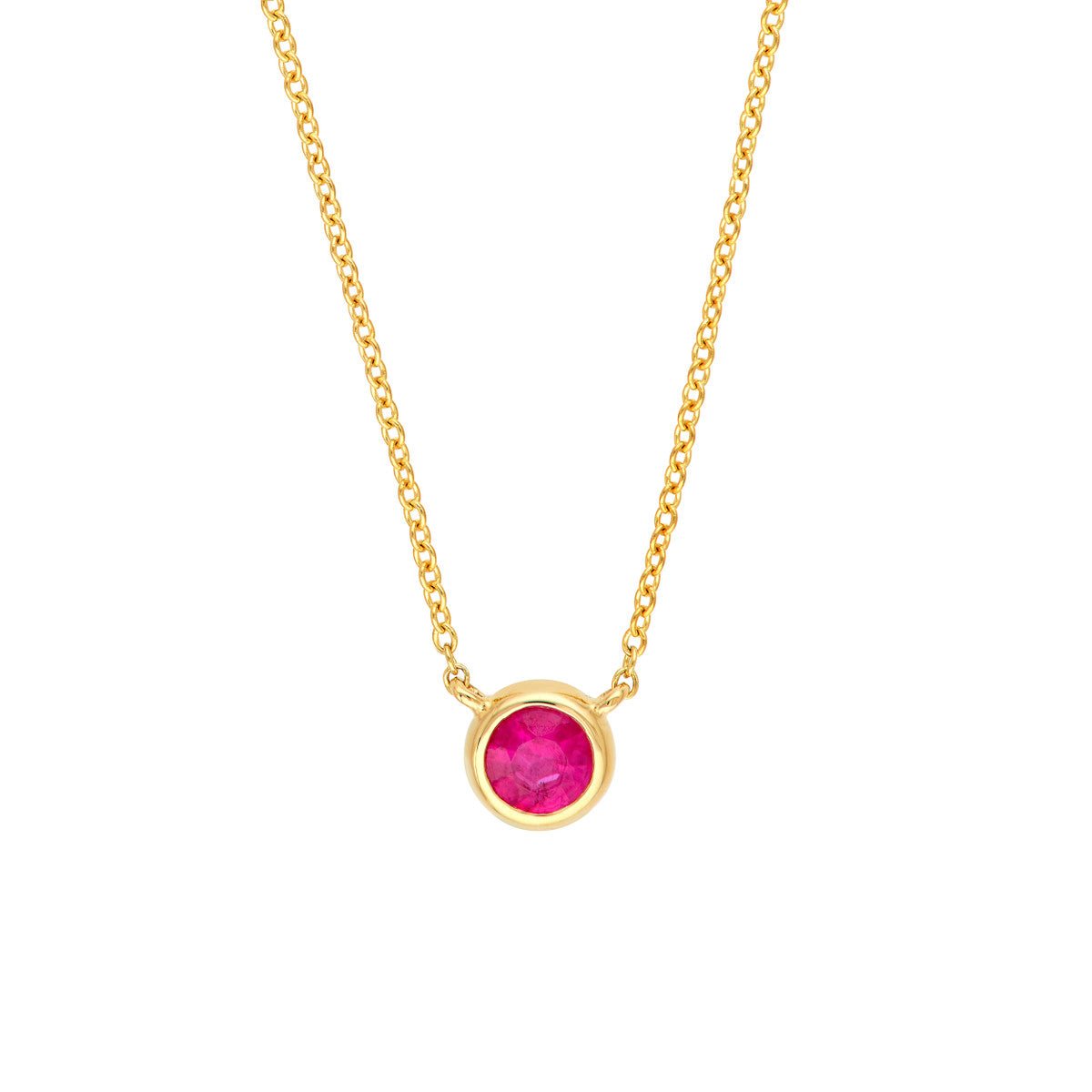 Birmingham Jewelry - 14K Yellow Gold 4.00mm Ruby Bezel Adj Necklace - Birmingham Jewelry