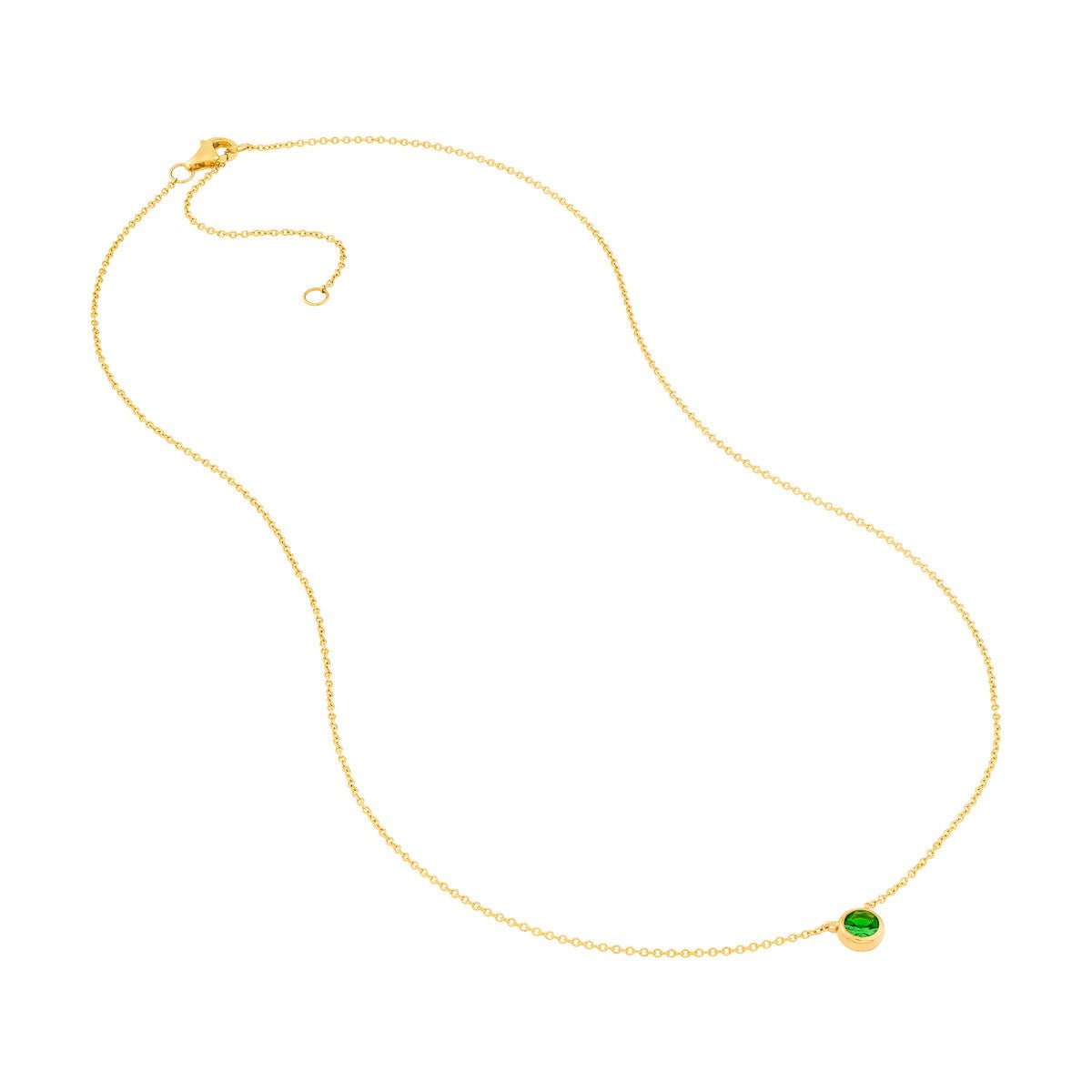 Birmingham Jewelry - 14K Yellow Gold 4.00mm Tsavorite Stone Bezel Necklace - Birmingham Jewelry
