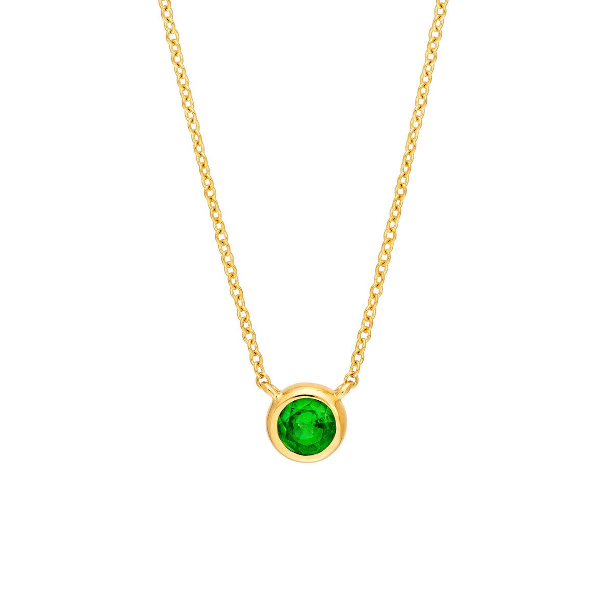 Birmingham Jewelry - 14K Yellow Gold 4.00mm Tsavorite Stone Bezel Necklace - Birmingham Jewelry