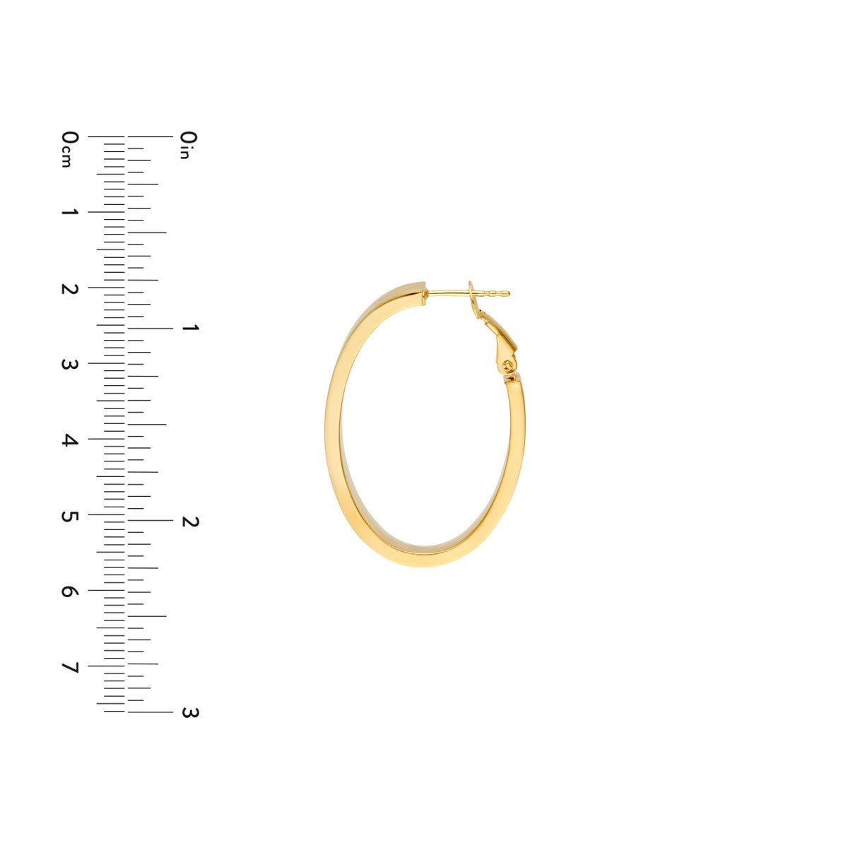 Birmingham Jewelry - 14K Yellow Gold 4.00mm x 1.50mm Rectangle Tube Oval Hoop Earrings - Birmingham Jewelry