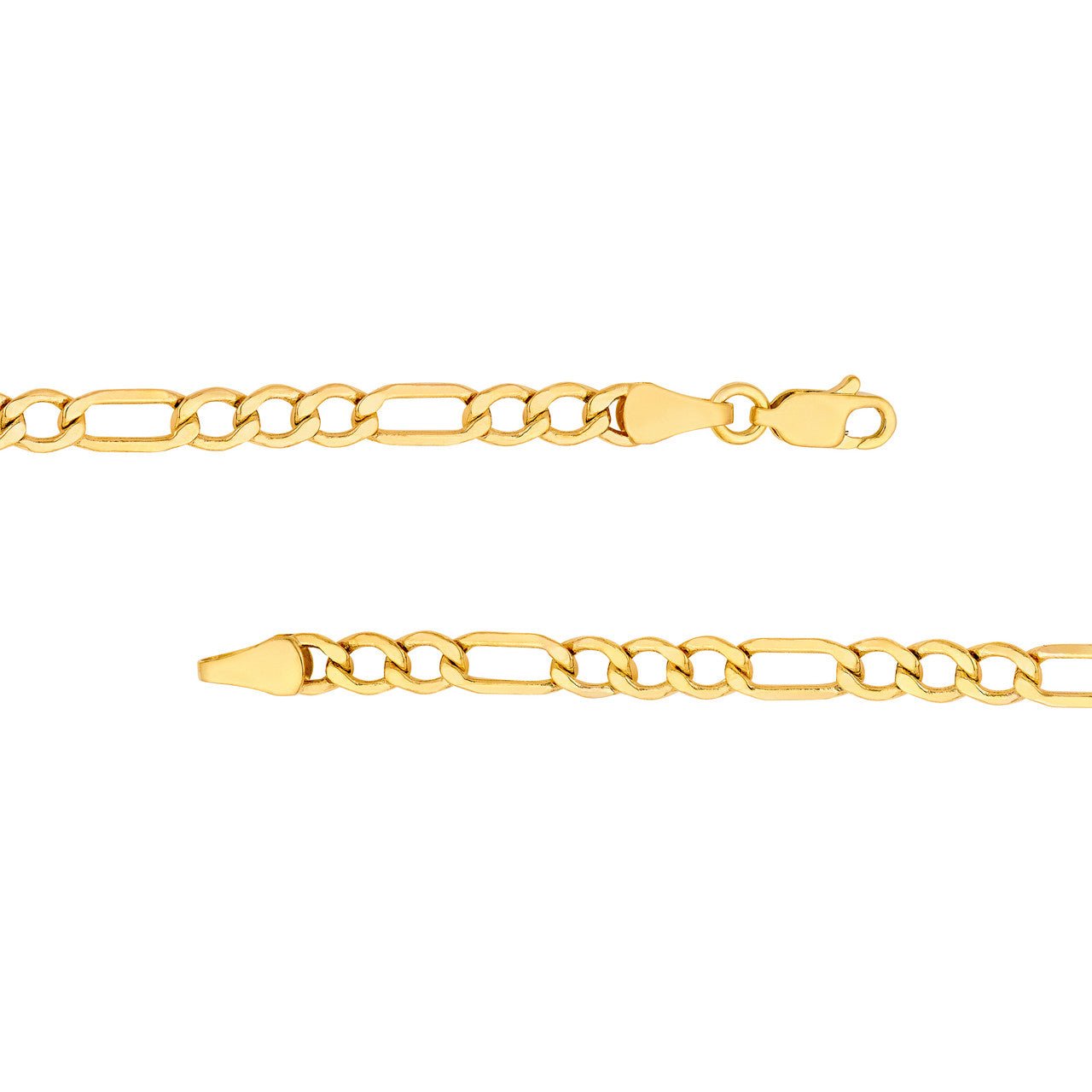 Birmingham Jewelry - 14K Yellow Gold 4.40mm Hollow D/C Figaro Chain - Birmingham Jewelry