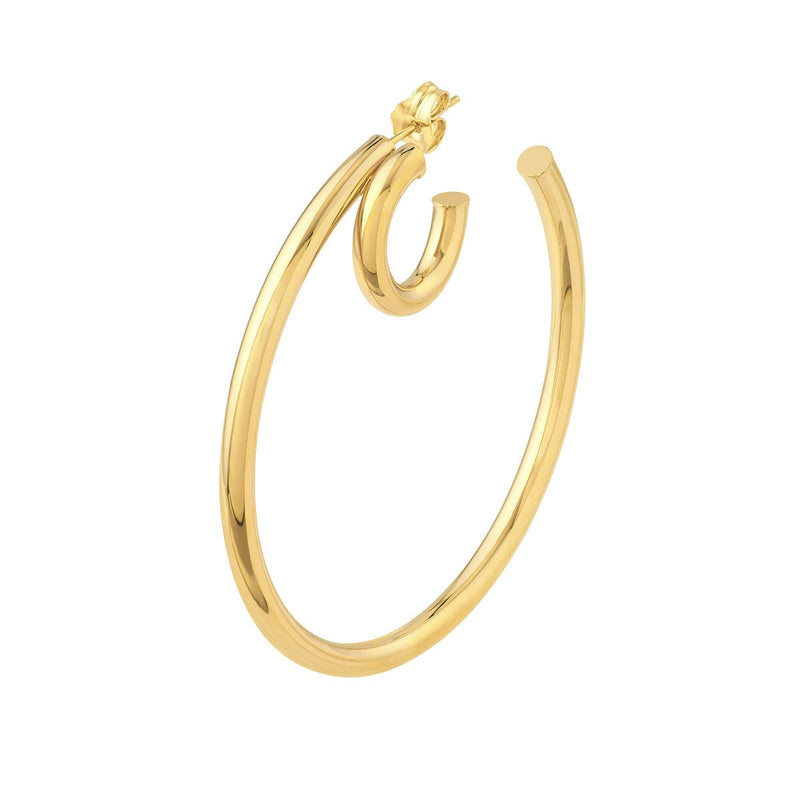 Birmingham Jewelry - 14K Yellow Gold 50.00mm Double Open Hoop Earring - Birmingham Jewelry