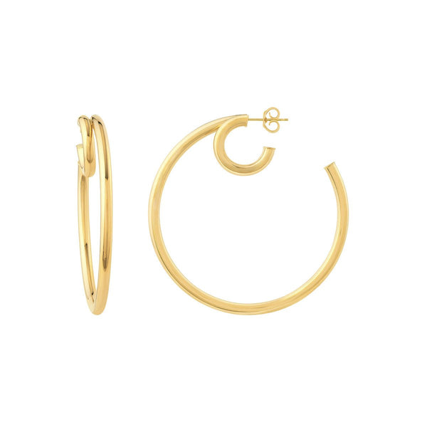 Birmingham Jewelry - 14K Yellow Gold 50.00mm Double Open Hoop Earring - Birmingham Jewelry