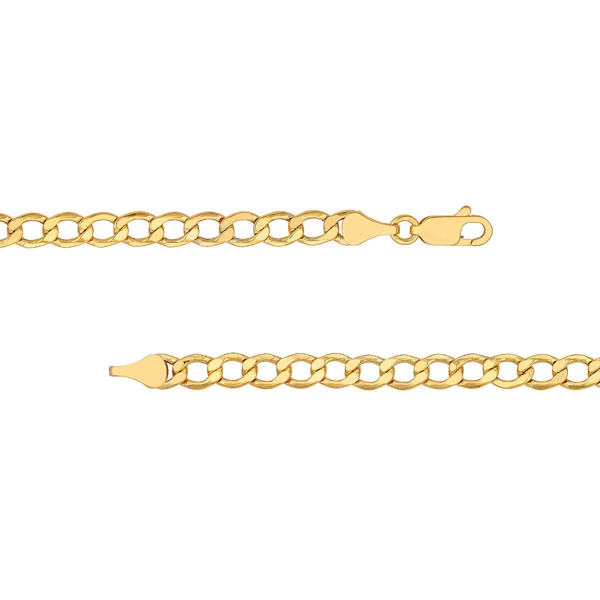Birmingham Jewelry - 14K Yellow Gold 5.20mm Hollow D/C Curb Chain - Birmingham Jewelry