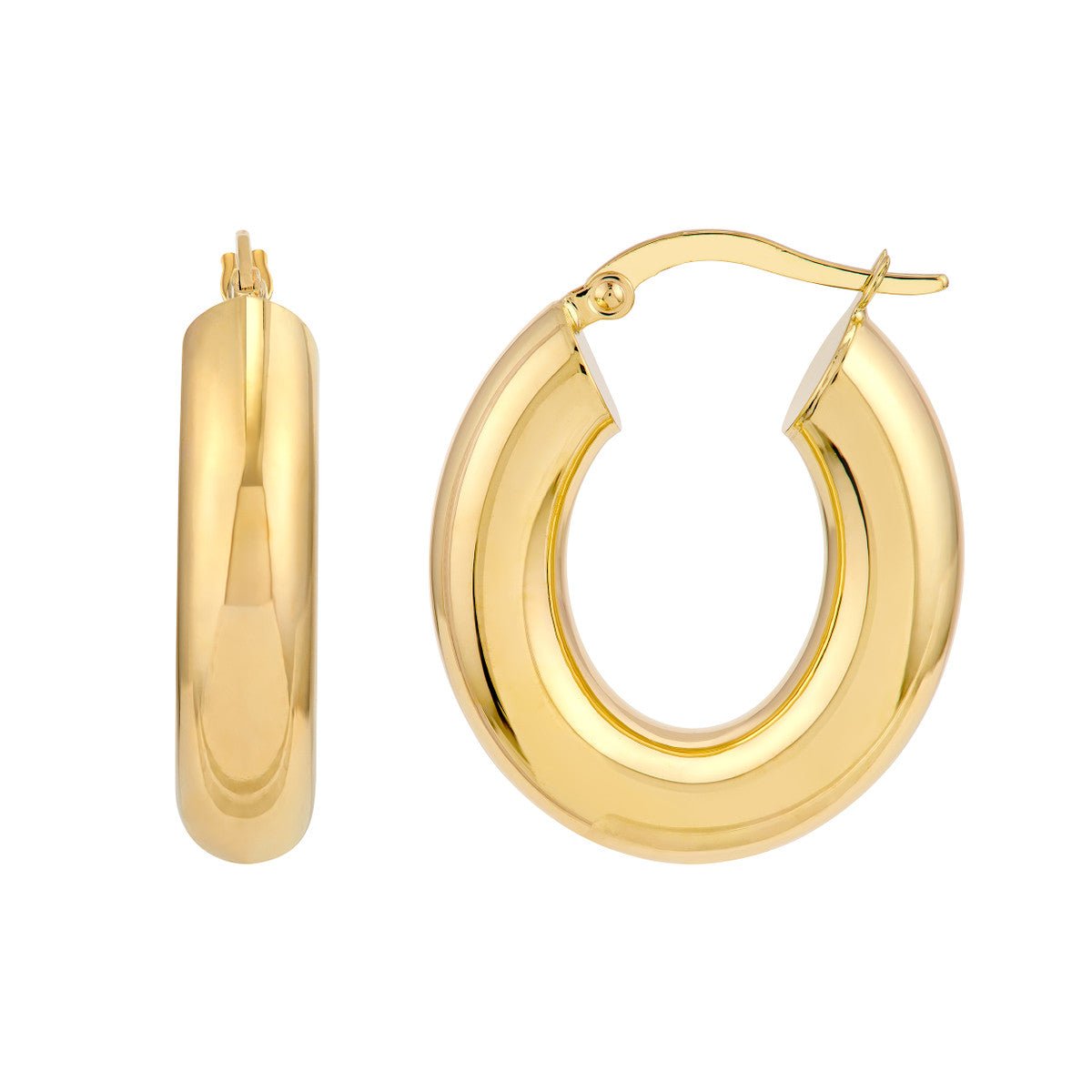 Birmingham Jewelry - 14K Yellow Gold 6.00mm Oval Polished Hoop Earrings - Birmingham Jewelry