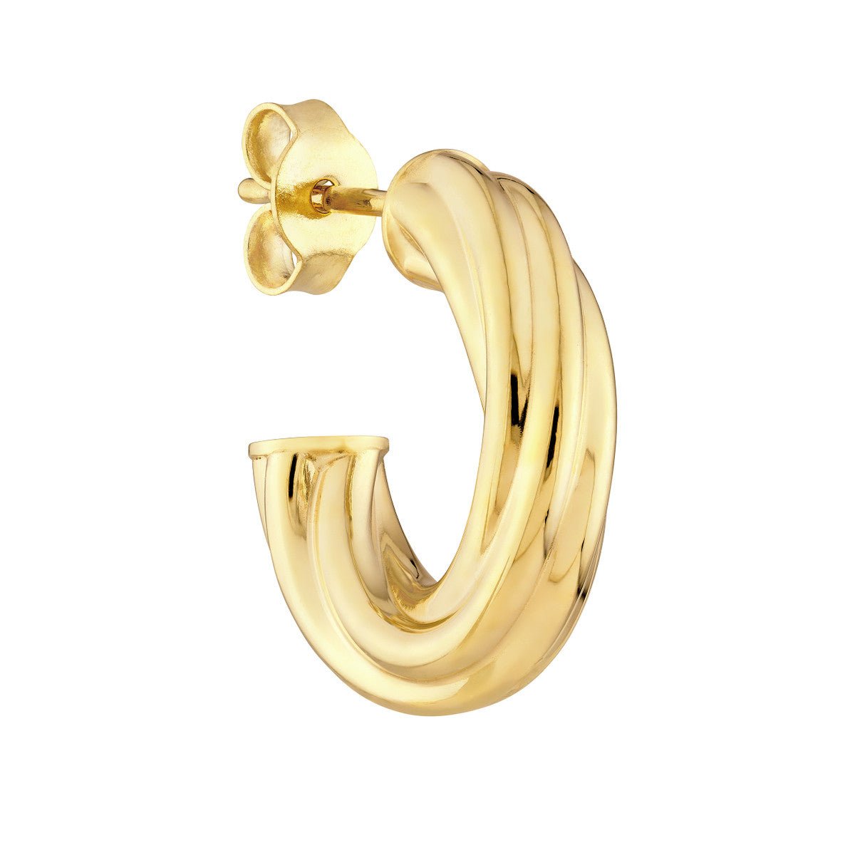 Birmingham Jewelry - 14K Yellow Gold 8.00mm Twisted Open Hoop Earring - Birmingham Jewelry