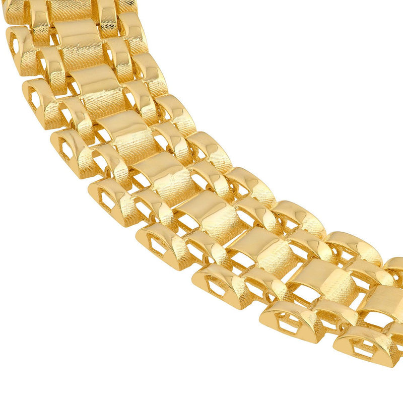 Birmingham Jewelry - 14K Yellow Gold 9.55mm Brick Pattern Bracelet - Birmingham Jewelry