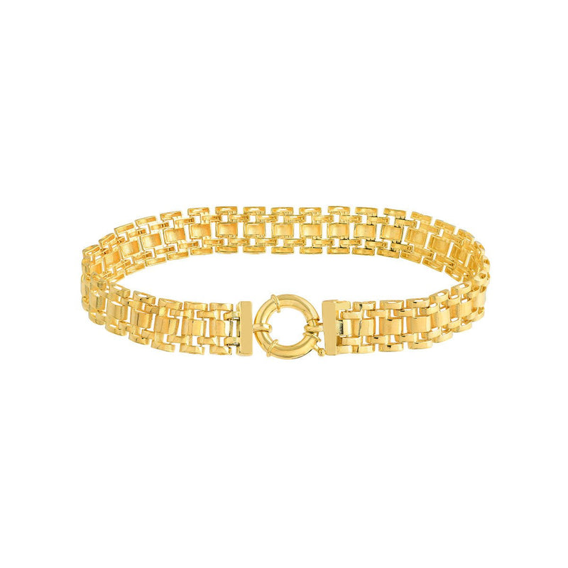 Birmingham Jewelry - 14K Yellow Gold 9.55mm Brick Pattern Bracelet - Birmingham Jewelry