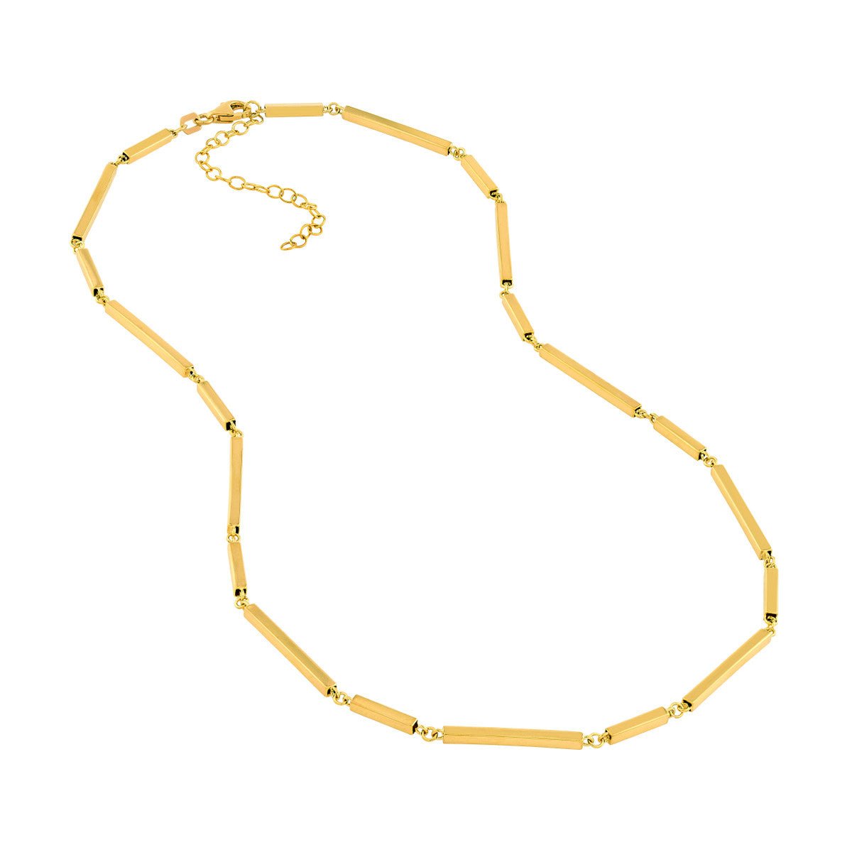 Birmingham Jewelry - 14K Yellow Gold Alternating Long and Short Bar Station Adjustable Chain - Birmingham Jewelry