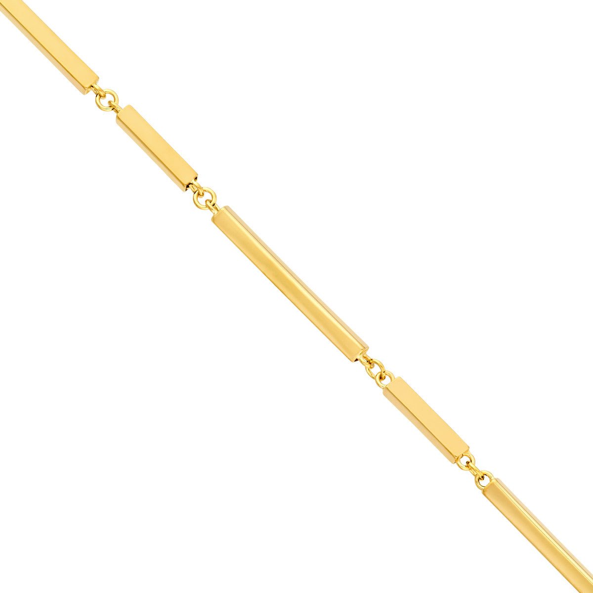 Birmingham Jewelry - 14K Yellow Gold Alternating Long and Short Bar Station Adjustable Chain - Birmingham Jewelry