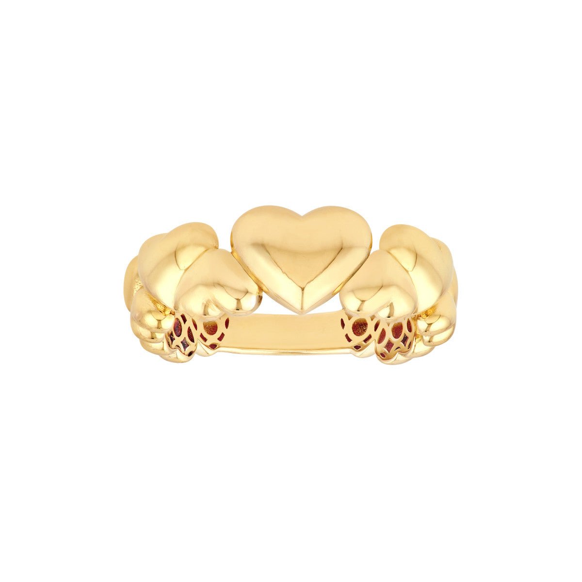 Birmingham Jewelry - 14K Yellow Gold Alternating Puffy Hearts Ring - Birmingham Jewelry