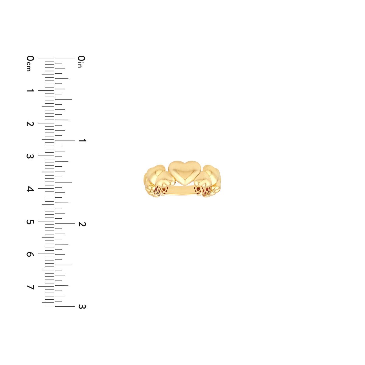 Birmingham Jewelry - 14K Yellow Gold Alternating Puffy Hearts Ring - Birmingham Jewelry