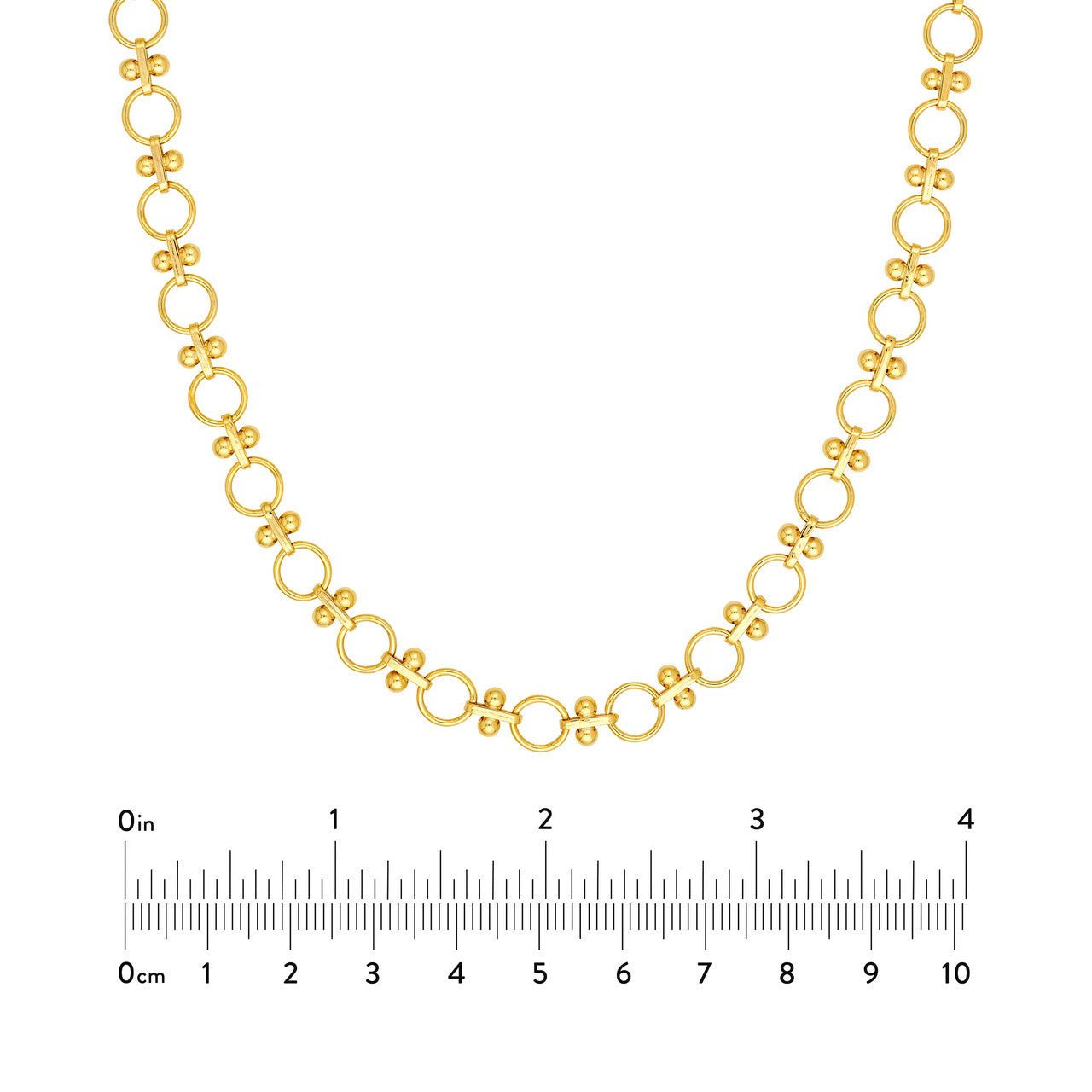 Birmingham Jewelry - 14K Yellow Gold Alternating Round Link and Beaded Bar Necklace - Birmingham Jewelry