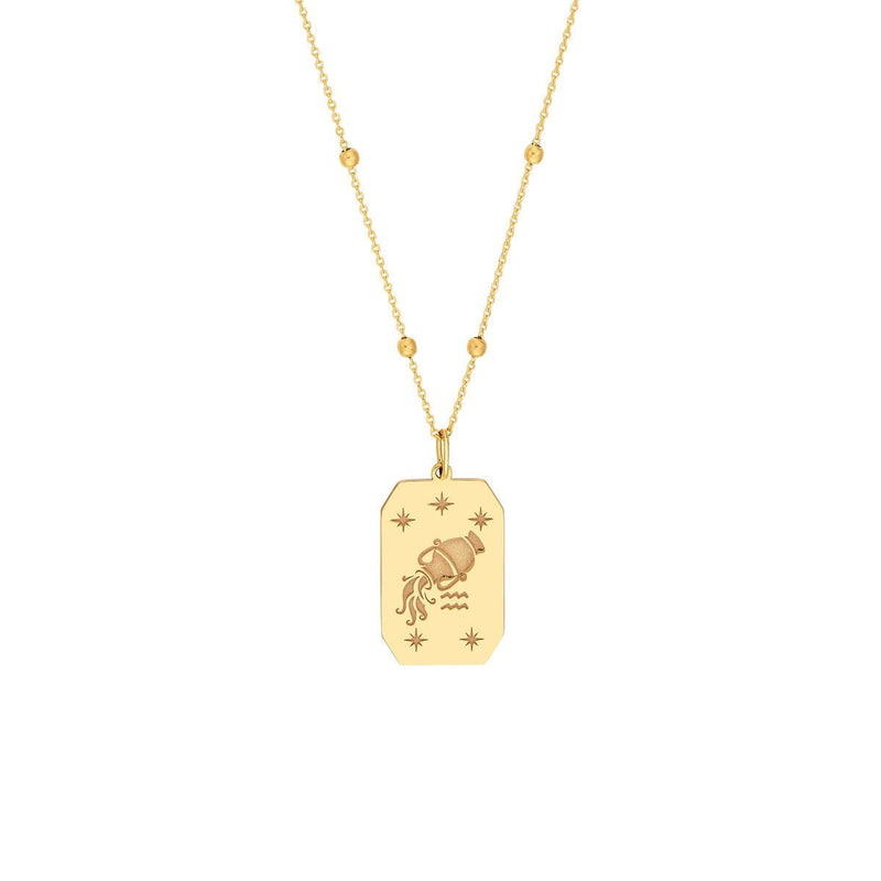 Birmingham Jewelry - 14K Yellow Gold Aquarius Engraved Pendant - Birmingham Jewelry