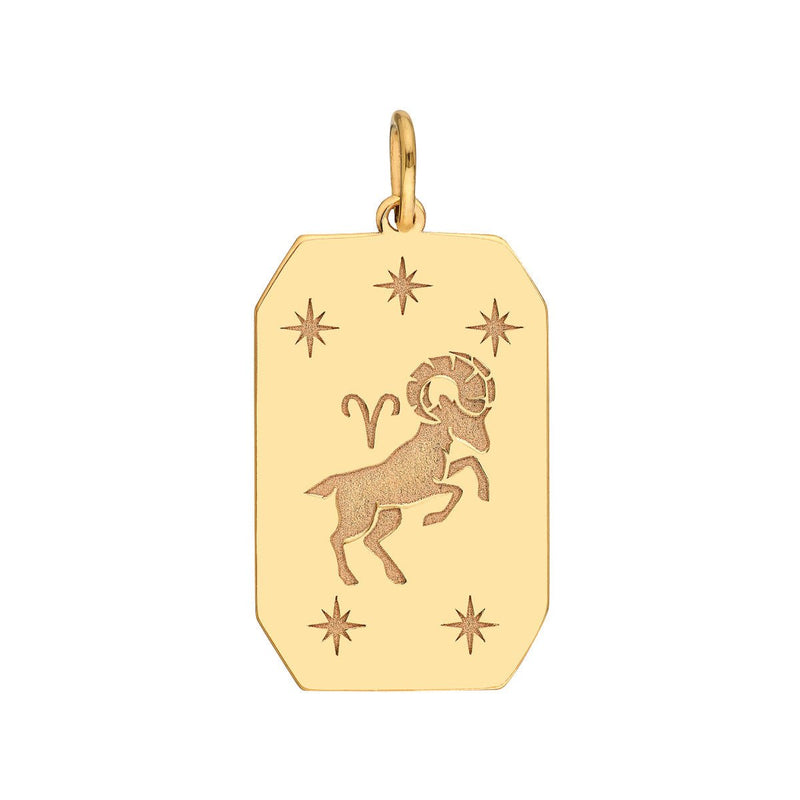 Birmingham Jewelry - 14K Yellow Gold Aries Engraved Pendant - Birmingham Jewelry