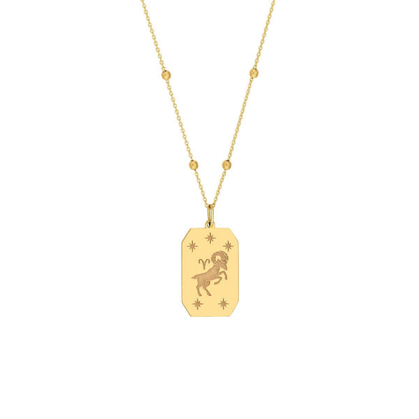 Birmingham Jewelry - 14K Yellow Gold Aries Engraved Pendant - Birmingham Jewelry