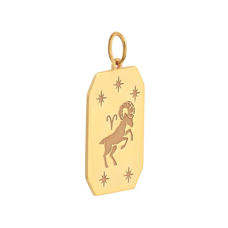 Birmingham Jewelry - 14K Yellow Gold Aries Engraved Pendant - Birmingham Jewelry