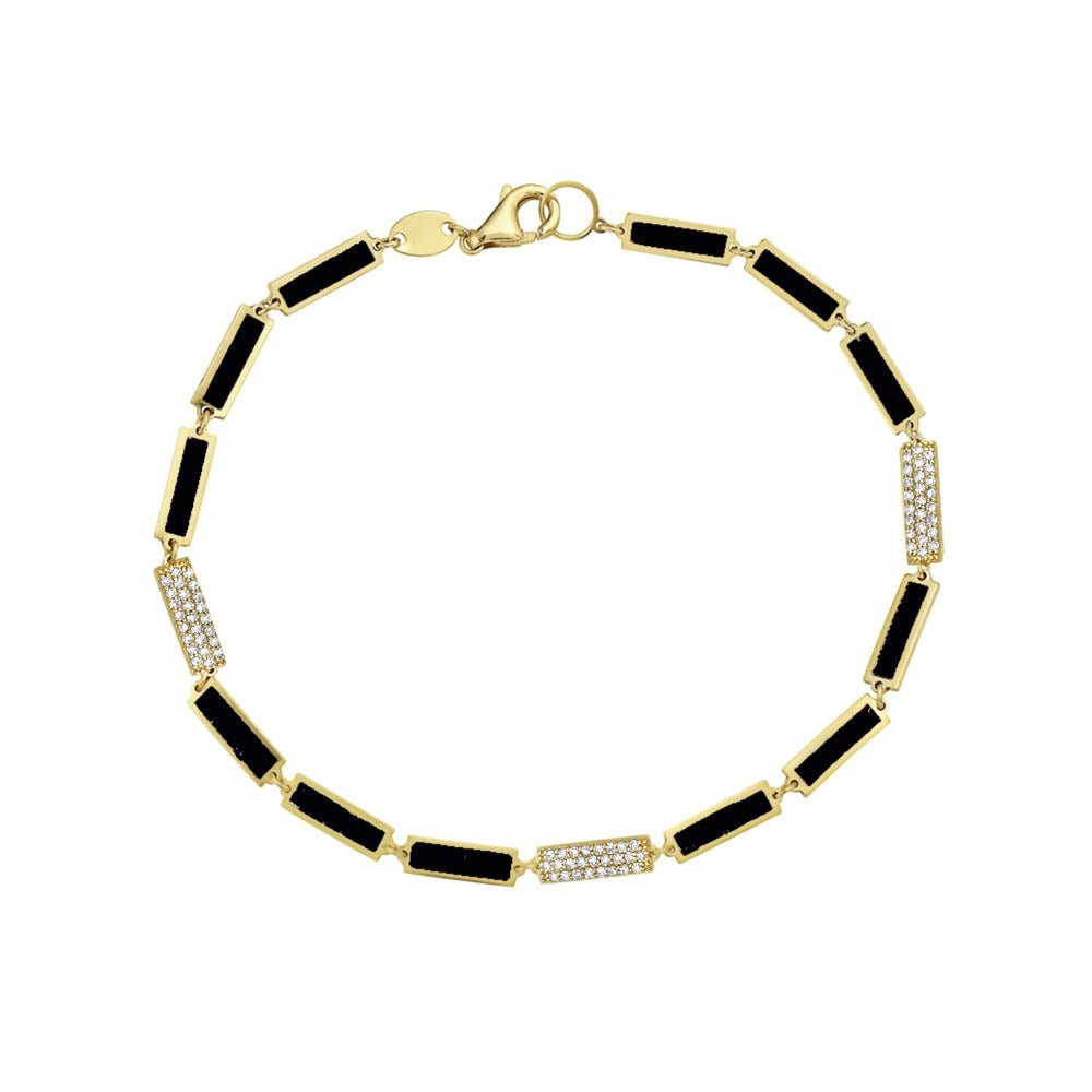 Birmingham Jewelry - 14K Yellow Gold Bar Bracelet - Diamond (Onyx) - Birmingham Jewelry