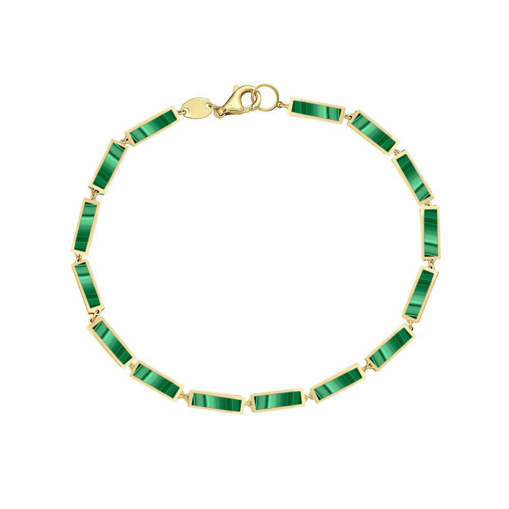 Birmingham Jewelry - 14K Yellow Gold Bar Bracelet (Malachite) - Birmingham Jewelry