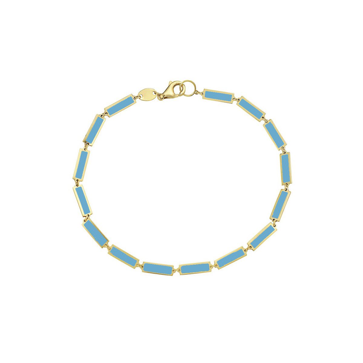 Birmingham Jewelry - 14K Yellow Gold Bar Bracelet (Turquoise) - Birmingham Jewelry