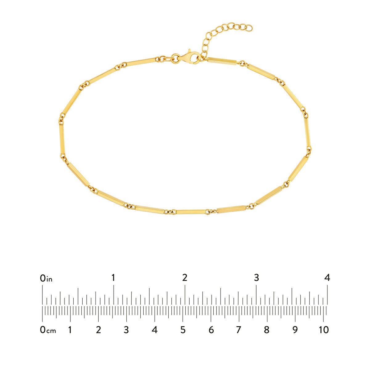 Birmingham Jewelry - 14K Yellow Gold Bar Station Adjustable Anklet - Birmingham Jewelry