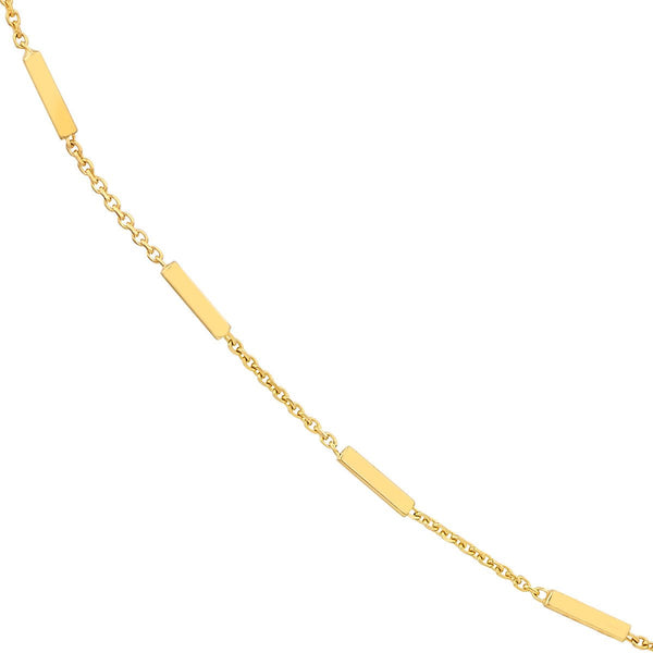 Birmingham Jewelry - 14K Yellow Gold Bar Station Cable Chain - Birmingham Jewelry