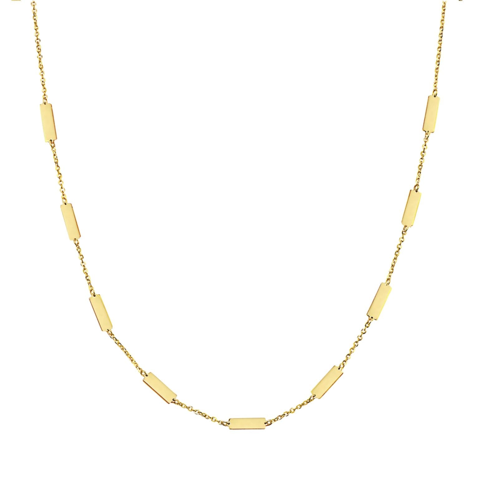 Birmingham Jewelry - 14K Yellow Gold Bar Station Necklace (Gold) - Birmingham Jewelry