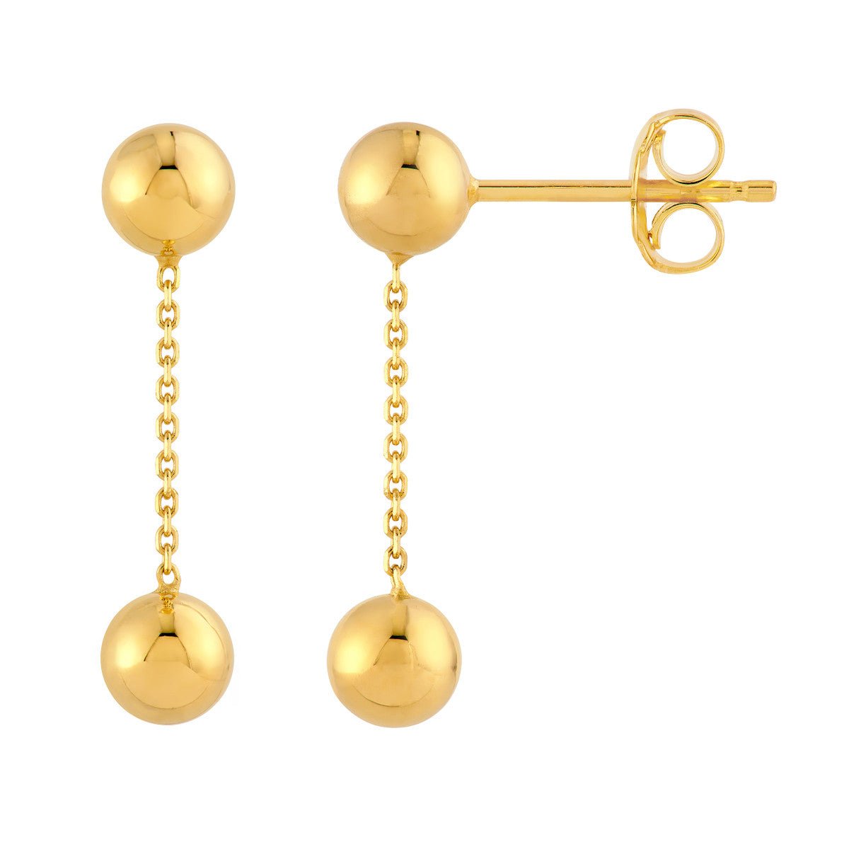 Birmingham Jewelry - 14K Yellow Gold Bead Cable Chain Dangle Earrings - Birmingham Jewelry