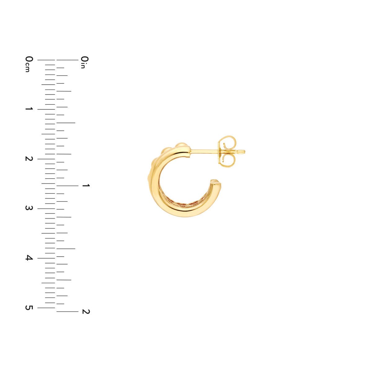 Birmingham Jewelry - 14K Yellow Gold Beaded and Polished Open Hoop Earrings - Birmingham Jewelry