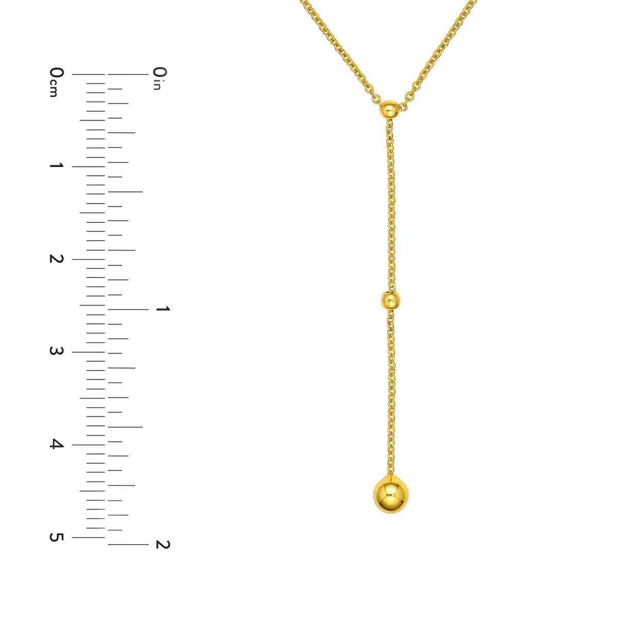 Birmingham Jewelry - 14K Yellow Gold Beaded Chain Lariat Necklace - Birmingham Jewelry