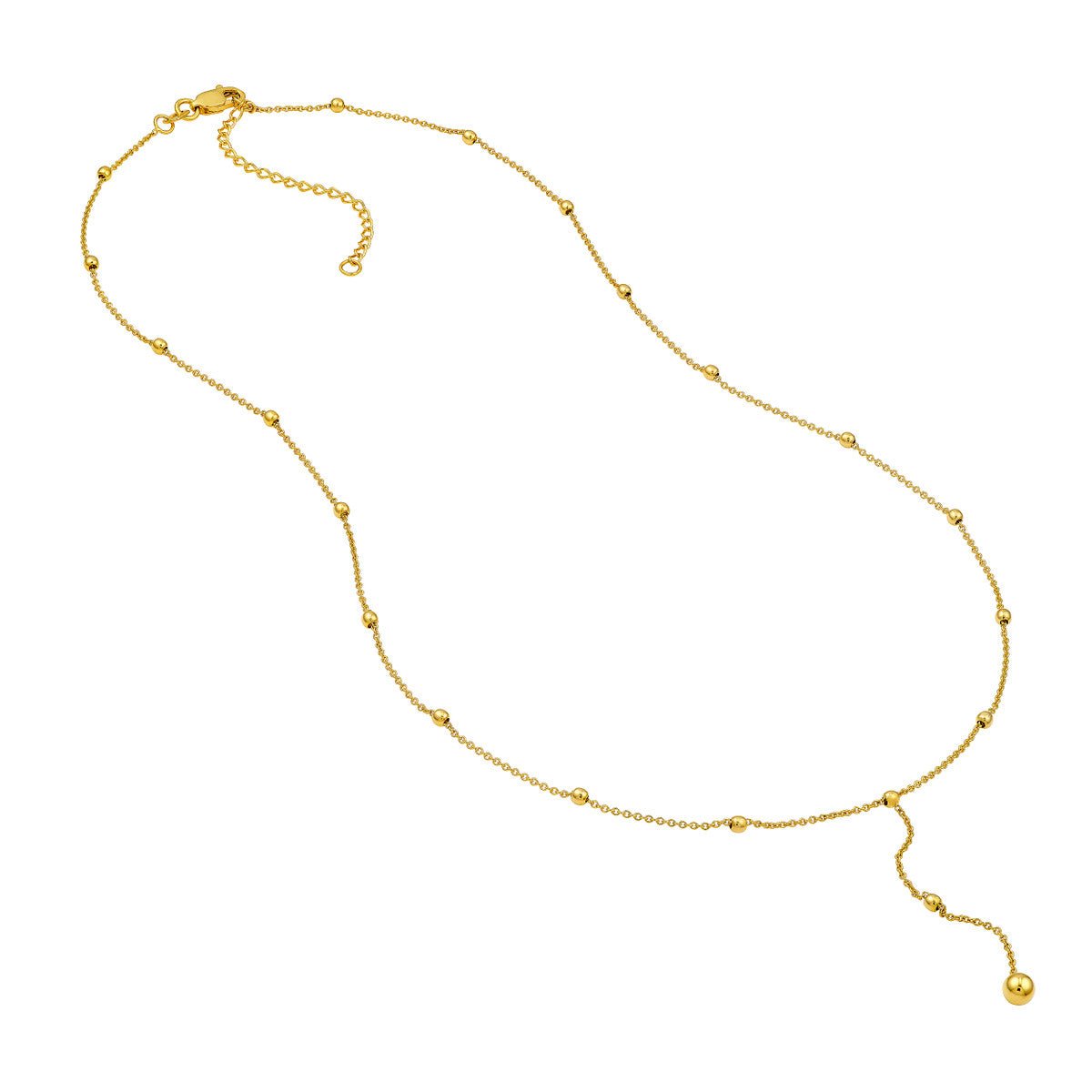 Birmingham Jewelry - 14K Yellow Gold Beaded Chain Lariat Necklace - Birmingham Jewelry