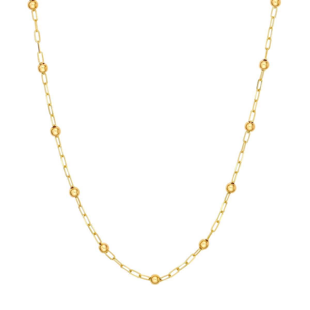 Birmingham Jewelry - 14K Yellow Gold Beaded Paper Clip Chain - Birmingham Jewelry