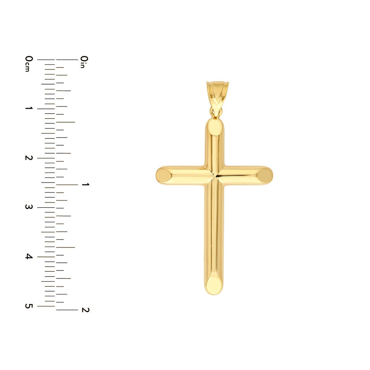 Birmingham Jewelry - 14K Yellow Gold Beveled Edge Cross Pendant - Birmingham Jewelry