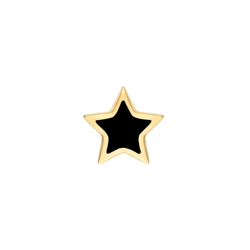 Birmingham Jewelry - 14K Yellow Gold Black Enamel Star Stud Earrings - Birmingham Jewelry