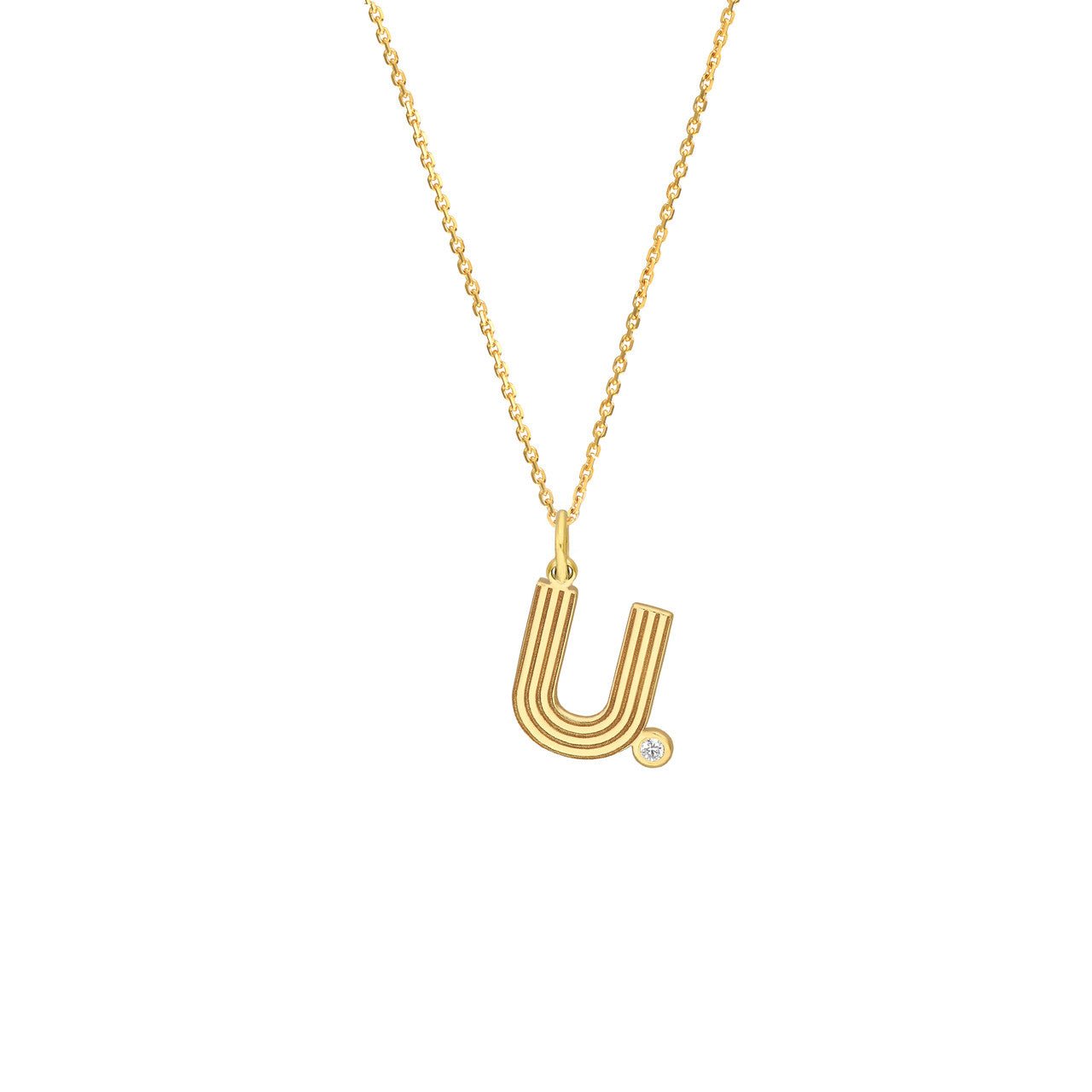 Birmingham Jewelry - 14K Yellow Gold Block Lined Initial with Diamond Necklace - Birmingham Jewelry