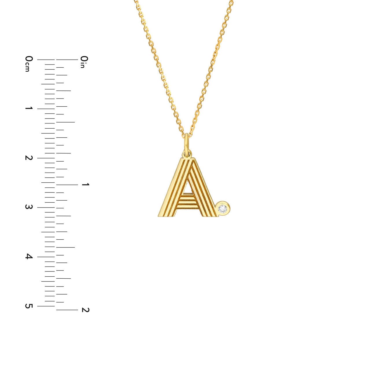 Birmingham Jewelry - 14K Yellow Gold Block Lined Initial with Diamond Necklace - Birmingham Jewelry