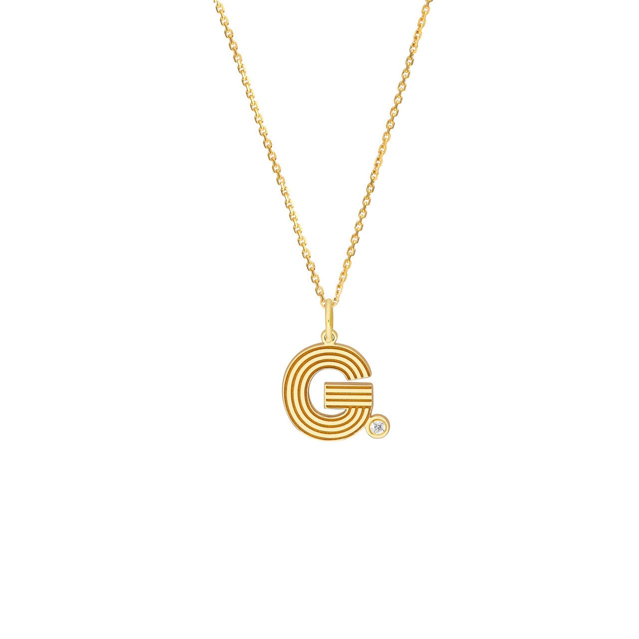 Birmingham Jewelry - 14K Yellow Gold Block Lined Initial with Diamond Necklace - Birmingham Jewelry