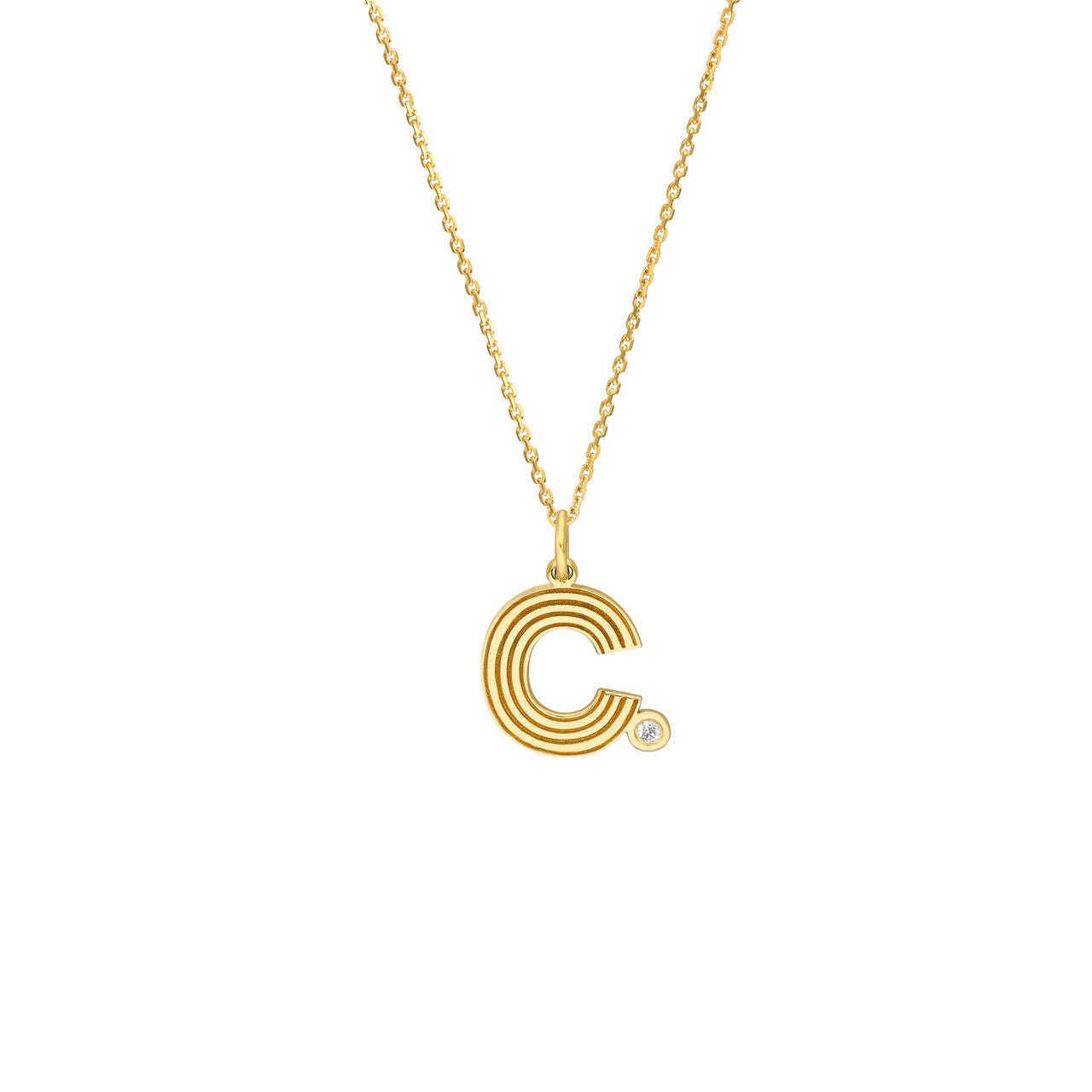 Birmingham Jewelry - 14K Yellow Gold Block Lined Initial with Diamond Necklace - Birmingham Jewelry