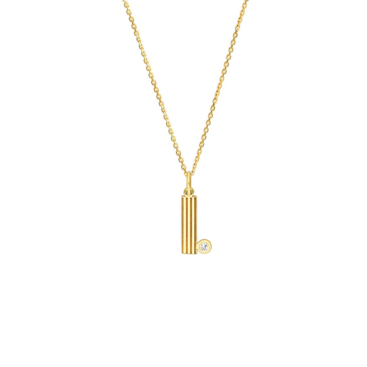 Birmingham Jewelry - 14K Yellow Gold Block Lined Initial with Diamond Necklace - Birmingham Jewelry