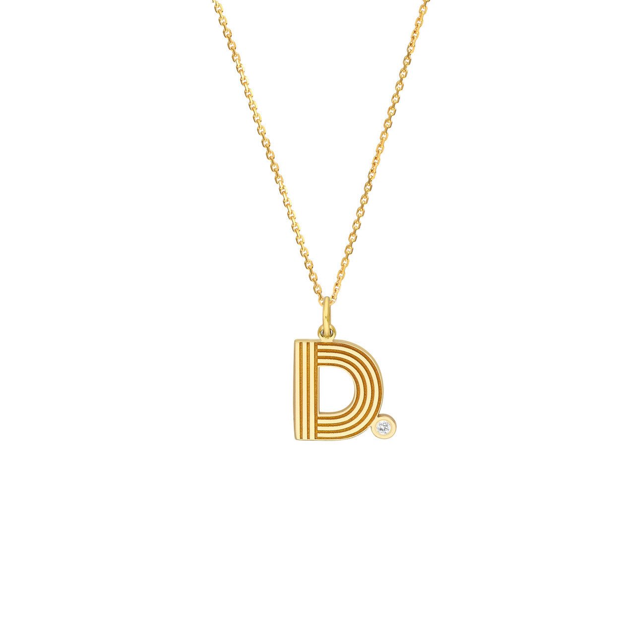 Birmingham Jewelry - 14K Yellow Gold Block Lined Initial with Diamond Necklace - Birmingham Jewelry