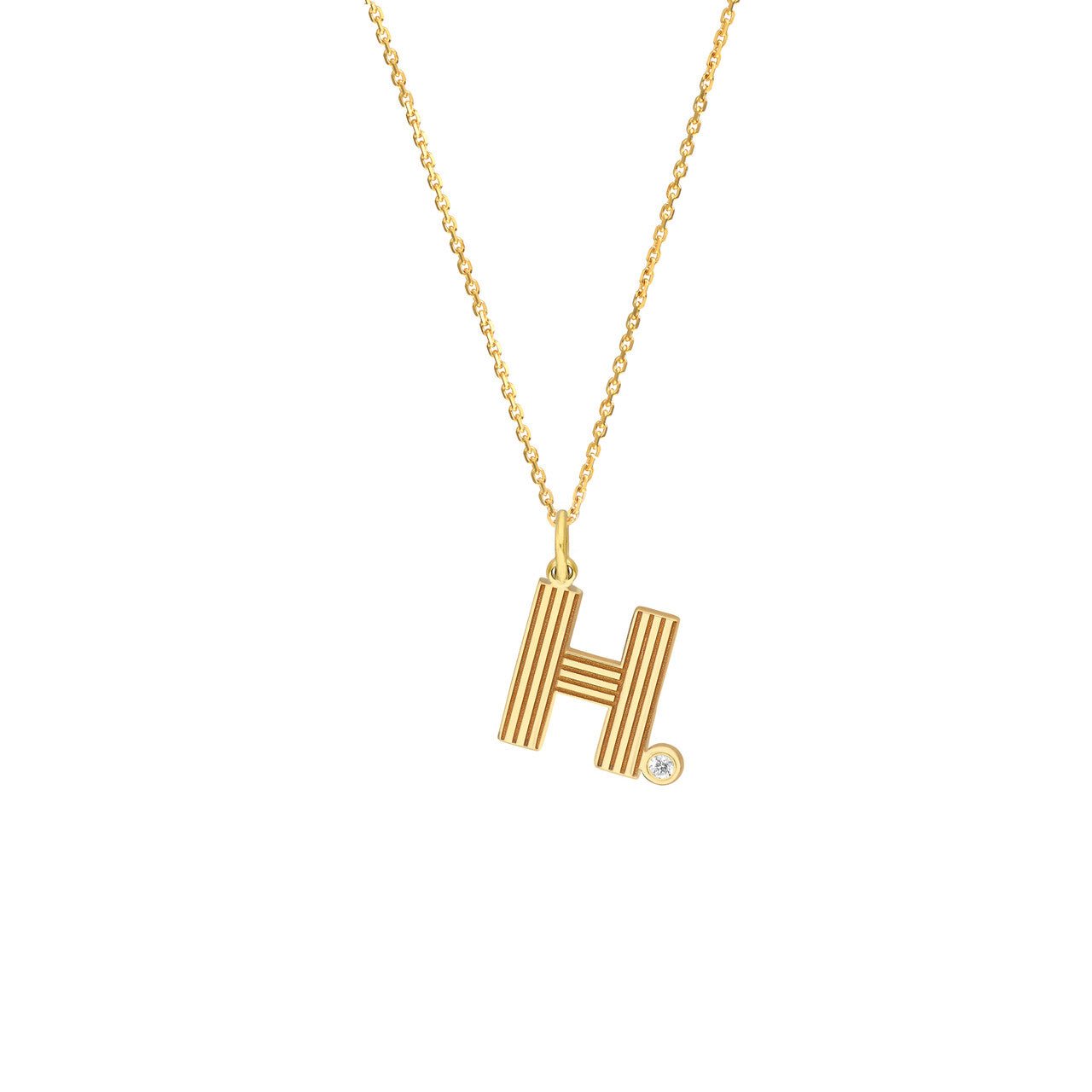 Birmingham Jewelry - 14K Yellow Gold Block Lined Initial with Diamond Necklace - Birmingham Jewelry