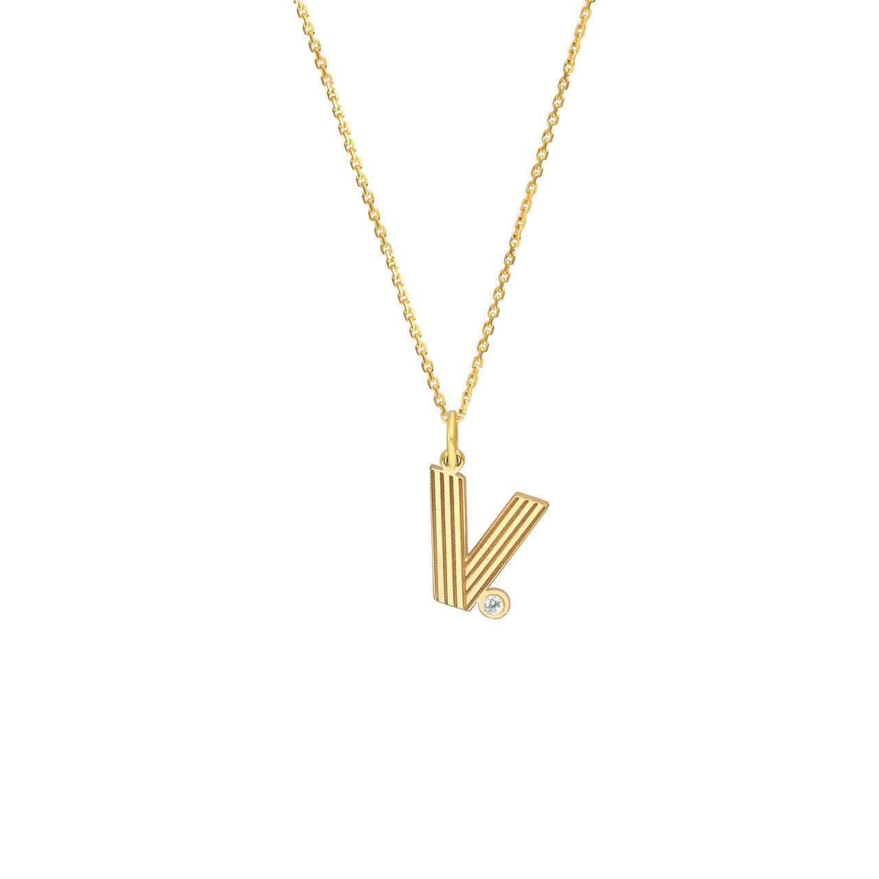 Birmingham Jewelry - 14K Yellow Gold Block Lined Initial with Diamond Necklace - Birmingham Jewelry