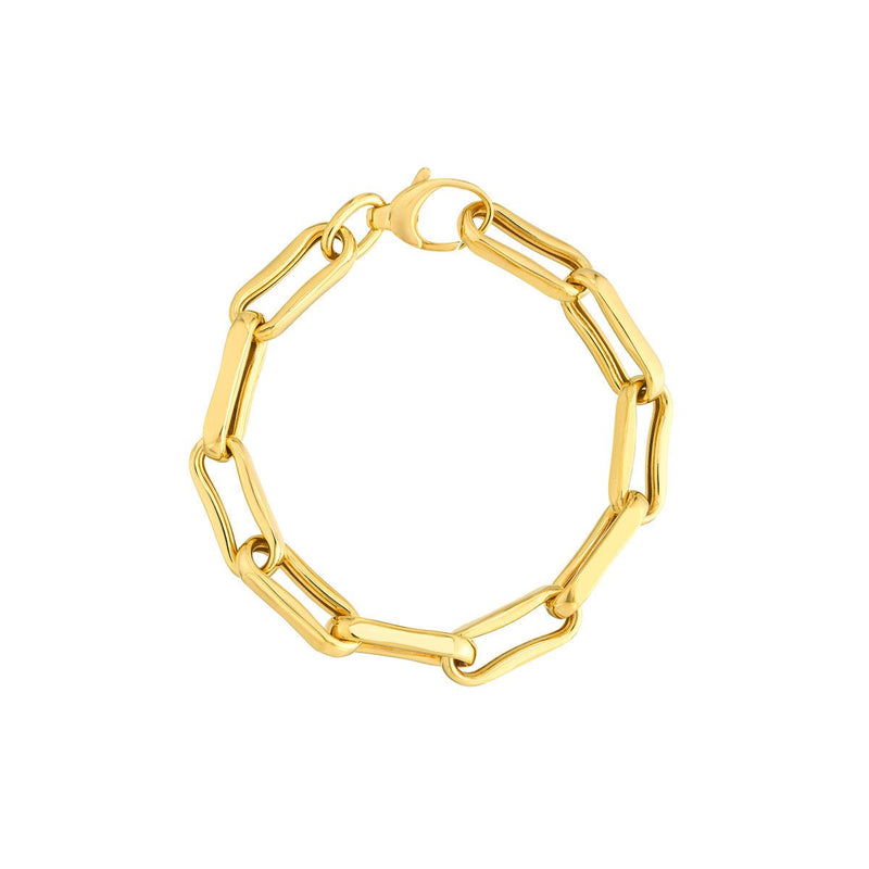 Birmingham Jewelry - 14K Yellow Gold Chunky Oval Pinched Links Bracelet - Birmingham Jewelry