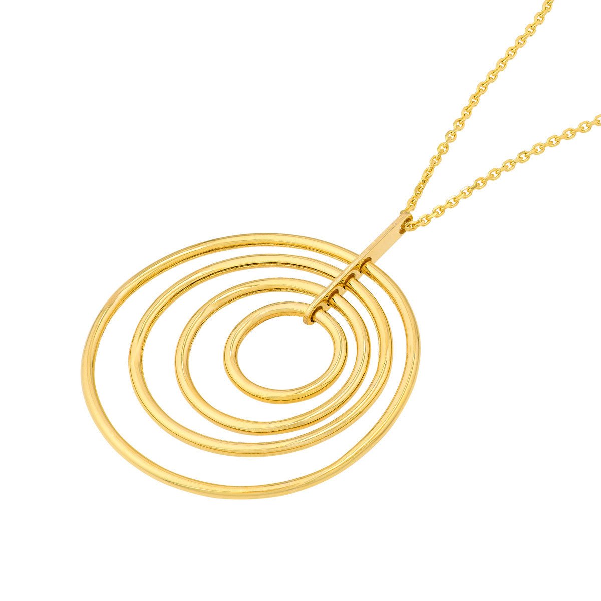Birmingham Jewelry - 14K Yellow Gold Concentric Circle Pendant Necklace - Birmingham Jewelry