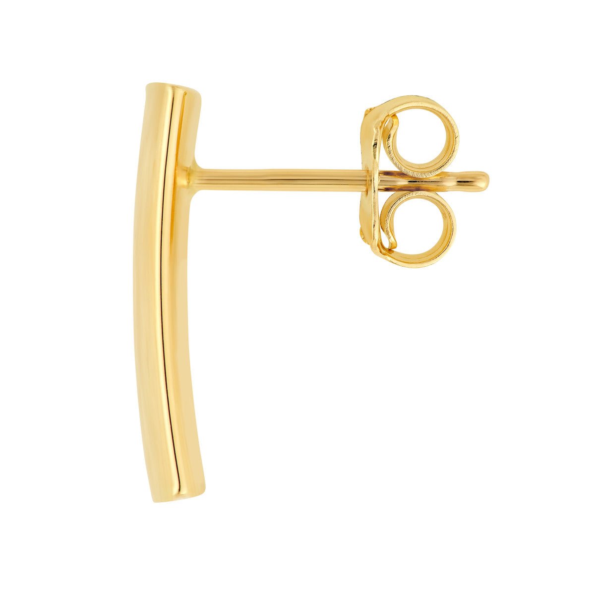 Birmingham Jewelry - 14K Yellow Gold Curved Medium Bar Stud Earrings - Birmingham Jewelry