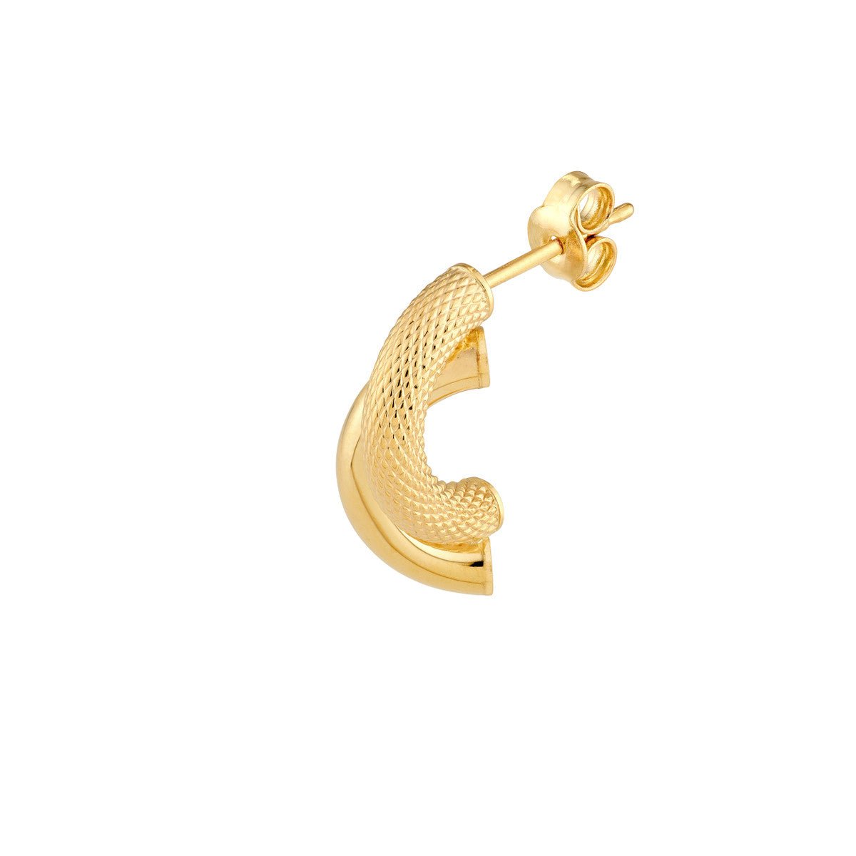 Birmingham Jewelry - 14K Yellow Gold D/C and Polished Tube Stud Earrings - Birmingham Jewelry